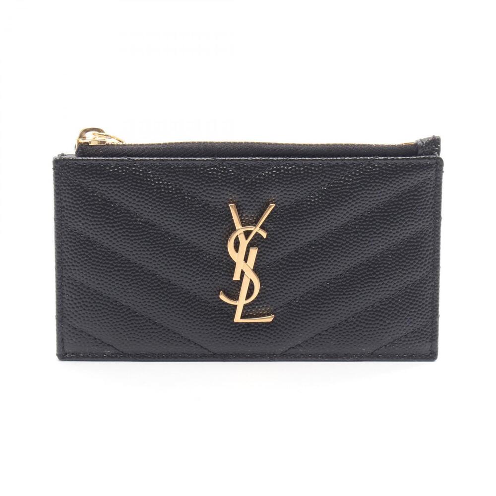 Saint Laurent Paris Monogram Fragment Zip Case Wallet Leather Black